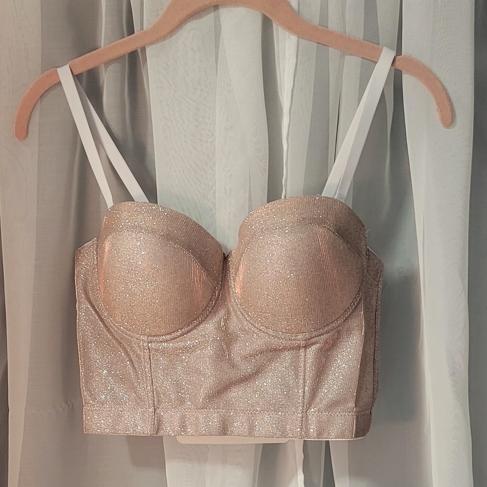 Chicwish Glittering Champagne Bustier Bra